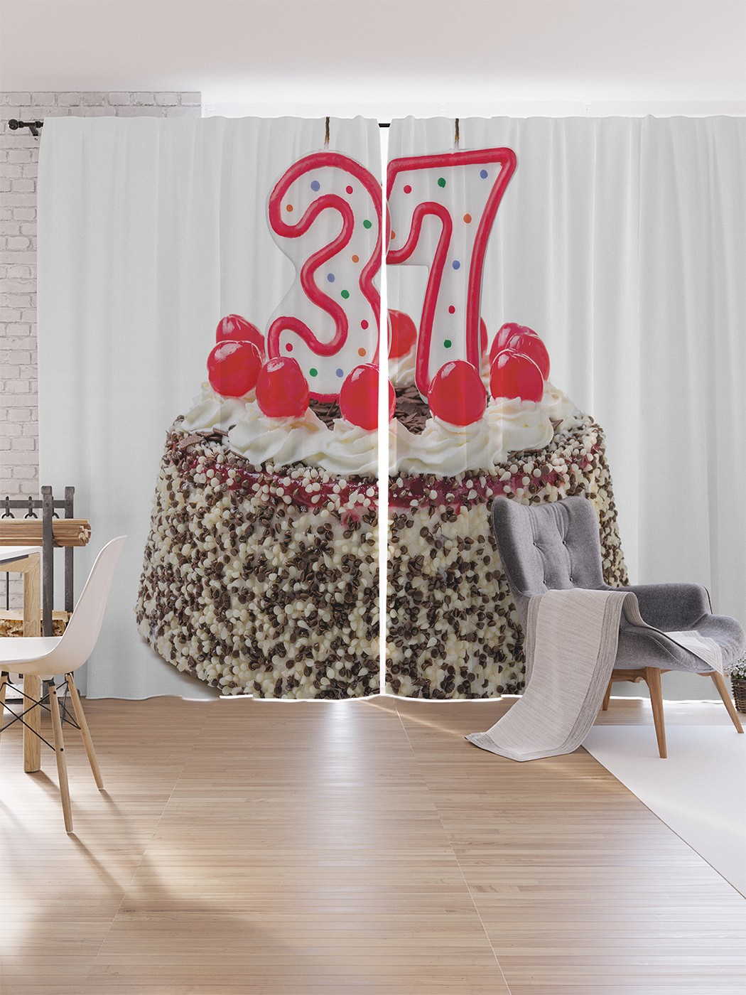 

Шторы под лён JoyArty "Ореховый торт с цифрами", серия Oxford DeLux, 340х265 см, Ореховый торт с цифрами