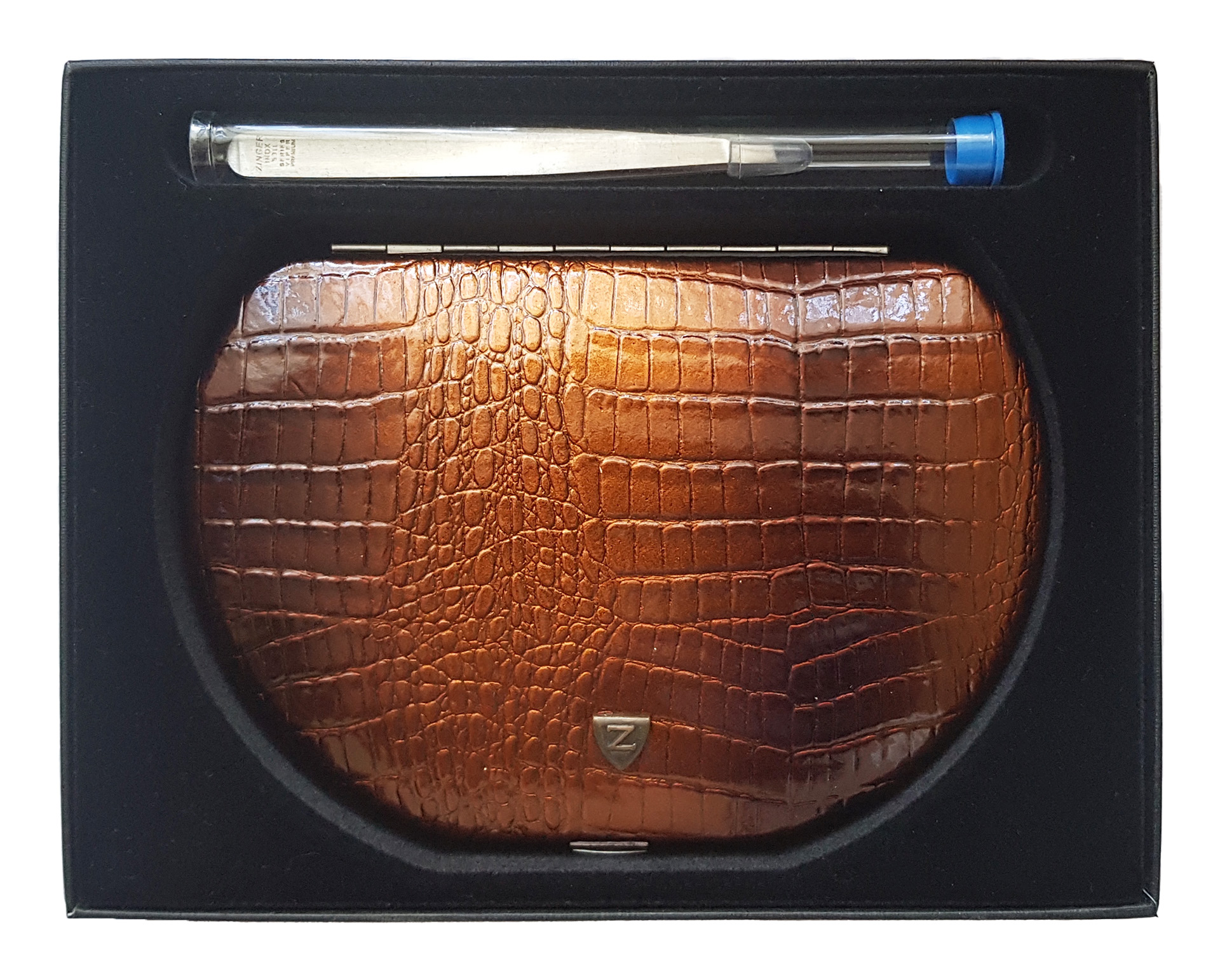Маникюрный набор Premium-качества Zinger MSFE-1001-3 SM, 9 предметов + пинцет, коричневый