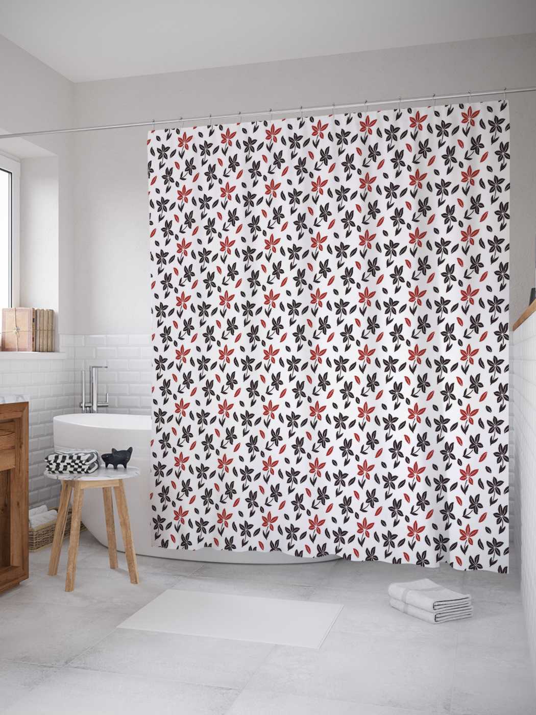 

Штора для ванной JoyArty "Сорванные лепестки" из сатена, 180х200 см с крючками, Белый