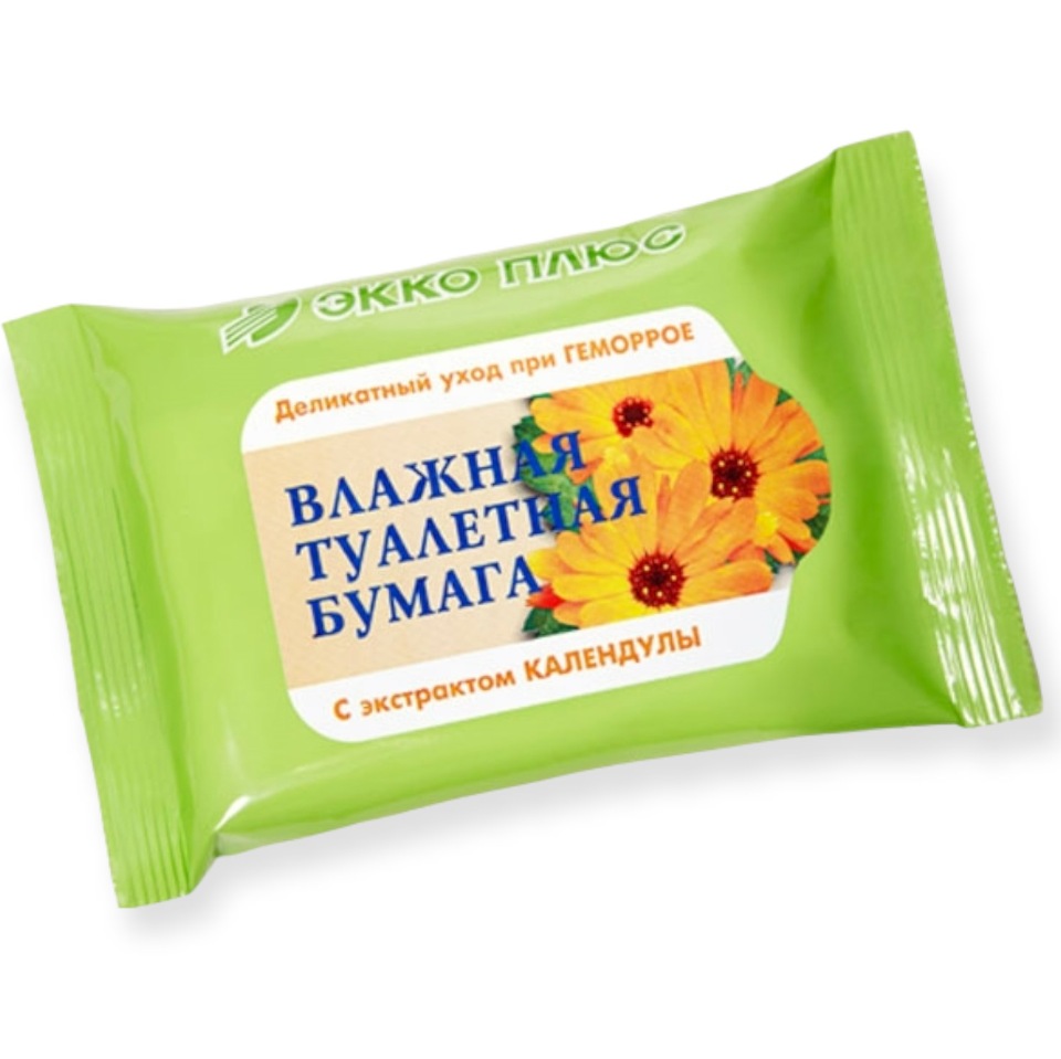 фото Влажная туалетная бумага экко плюс с экстрактом календулы