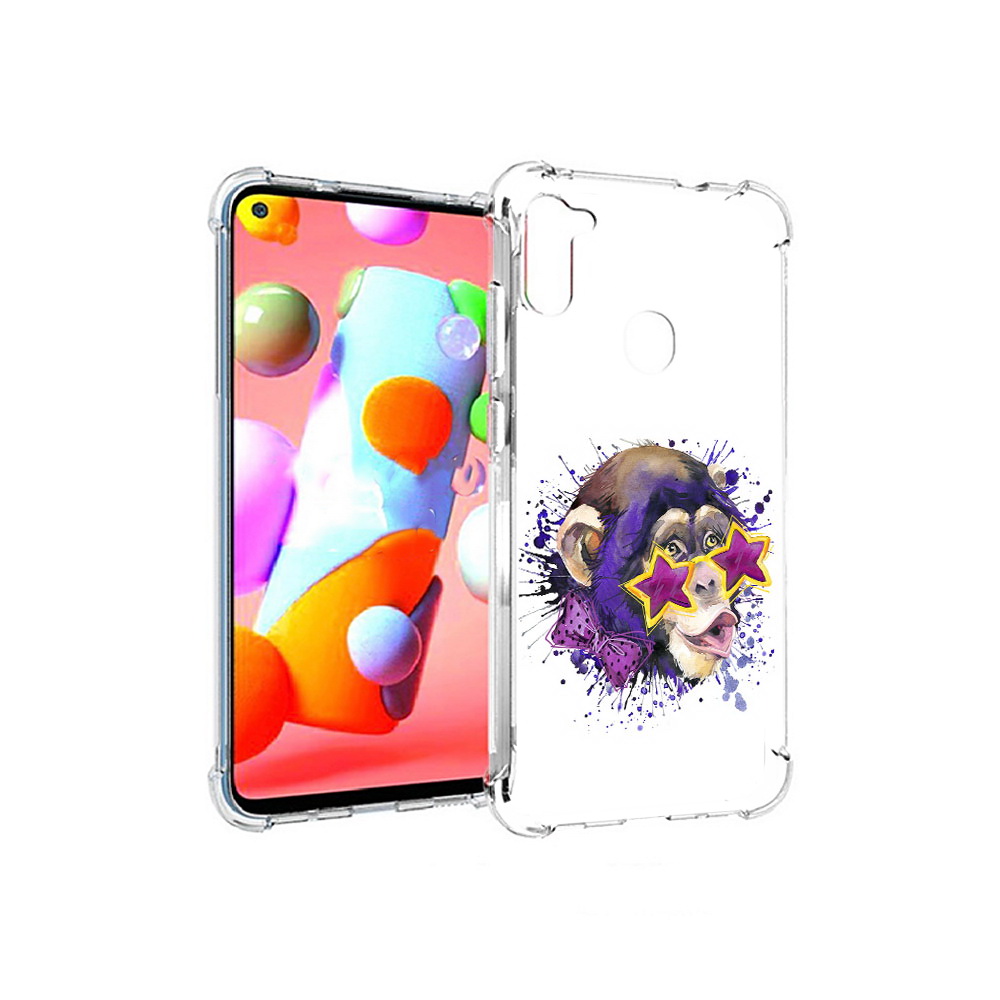 

Чехол MyPads Tocco для Samsung Galaxy A11 обезьяна в очках (PT149913.480.524), Прозрачный, Tocco