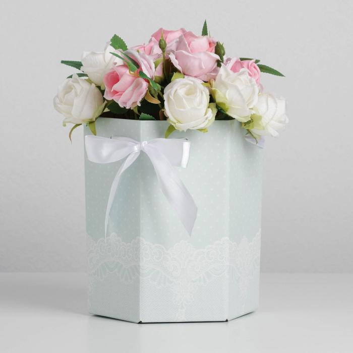 

Коробка складная Дарите Счастье Мятное кружево 17 x 14,8 x 19,5 см, Бирюзовый