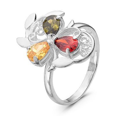 

Серебряное кольцо с фианитами трилистник р-р . Б2382564б1, 584Б