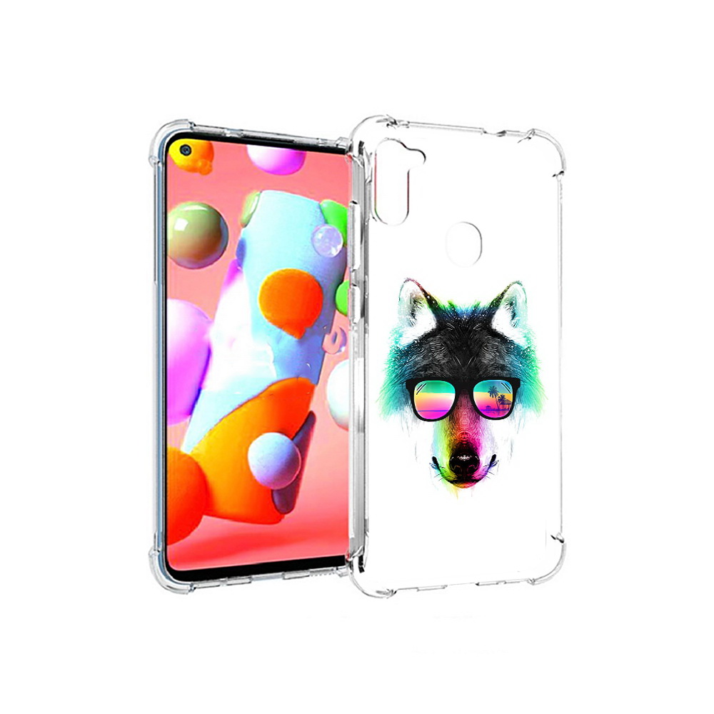 Чехол MyPads Tocco для Samsung Galaxy A11 радужный волк (PT149913.480.567)