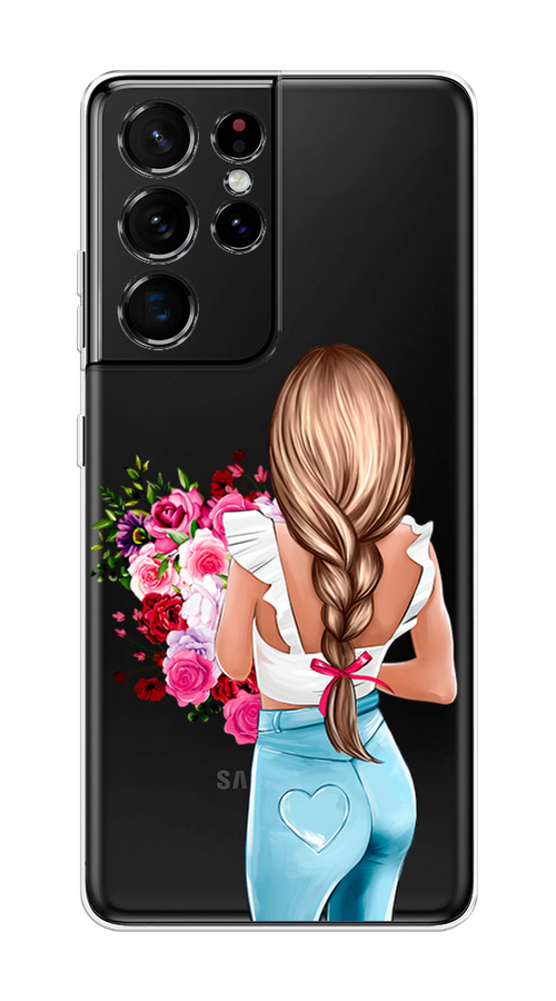 

Чехол на Samsung Galaxy S21 Ultra "Девушка с цветами", Коричневый;розовый;бирюзовый, 2102250-6