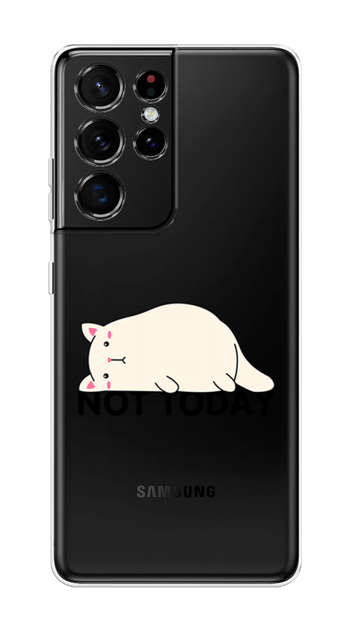 

Чехол на Samsung Galaxy S21 Ultra "Cat not today", Белый;розовый;черный, 2102250-1
