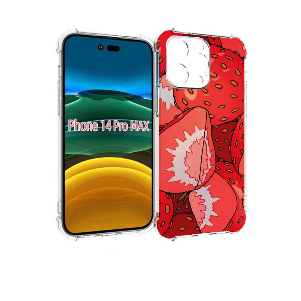 

Чехол MyPads рисованная-клубника для iPhone 14 Pro Max, Прозрачный, Tocco