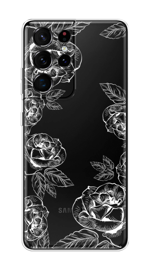 

Чехол на Samsung Galaxy S21 Ultra "Розы графика", Черный;серый, 2102250-2