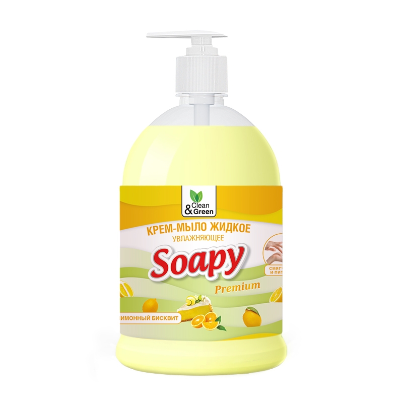 Крем-мыло жидкое Soapy бисквит увлажняющее с дозатором 1 л CleanGreen CG8115