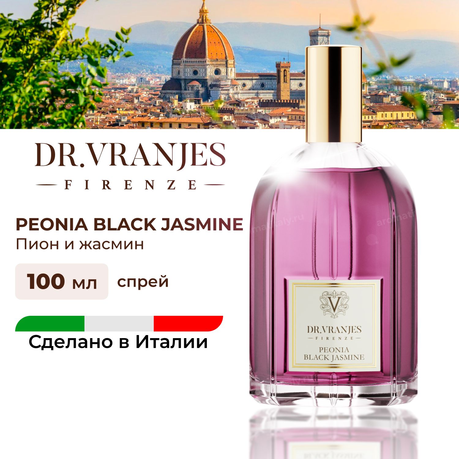 

Спрей Dr.Vranjes Peonia Black Jasmine Пион черный жасмин 100мл, FRV0071B, Peonia Black Jasmine (Пион и черный жасмин)