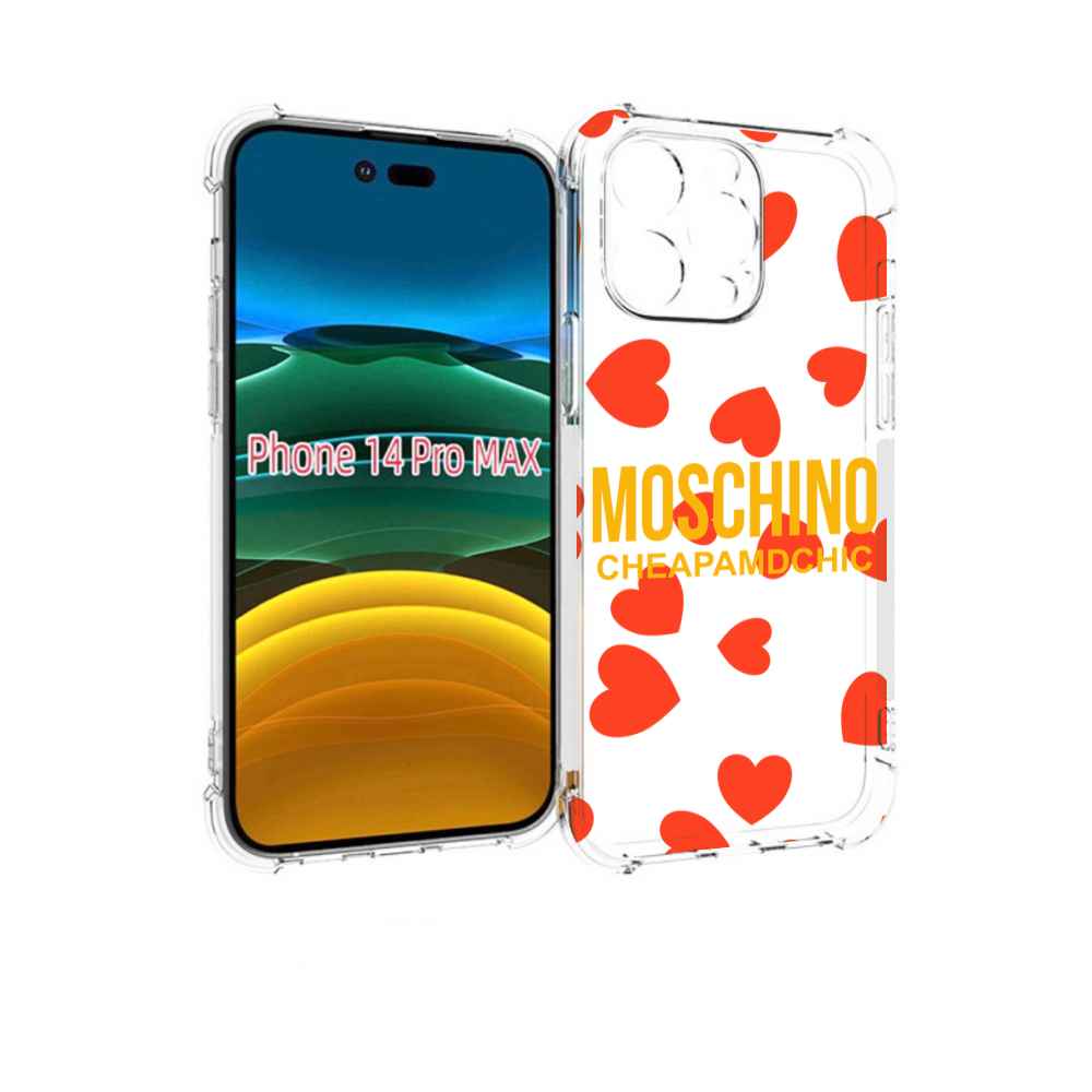 

Чехол MyPads сердца-москино для iPhone 14 Pro Max, Прозрачный, Tocco