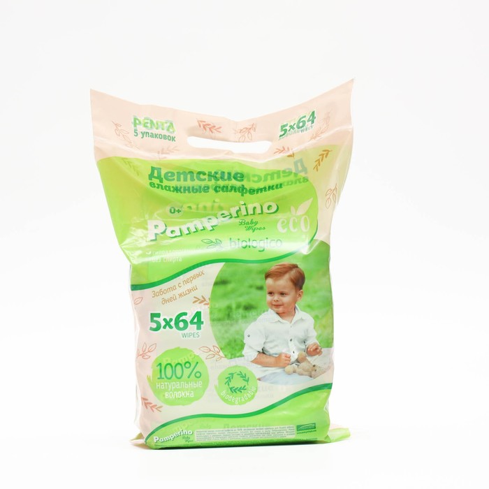 

Салфетки влажные Pamperino №64*5 PENTA Eco biologico детские, 320 шт