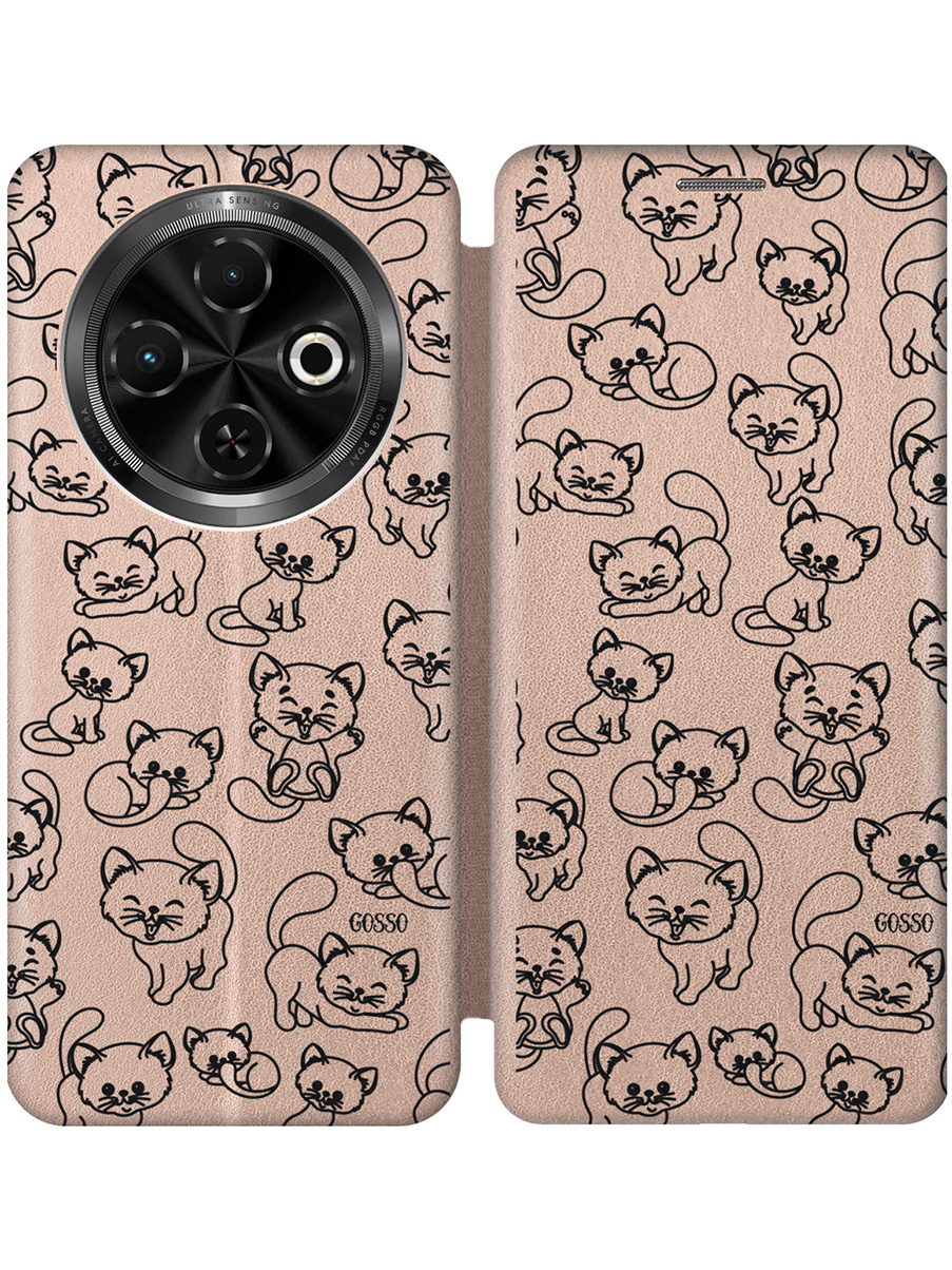 

Чехол-книжка на Tecno Spark 30C с принтом "Милые котята" золотой, Золотистый;прозрачный;черный, 786716372