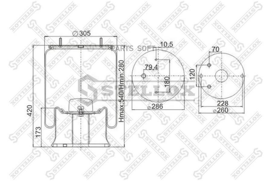 

STELLOX Пневмоподушка STELLOX 9091318sx