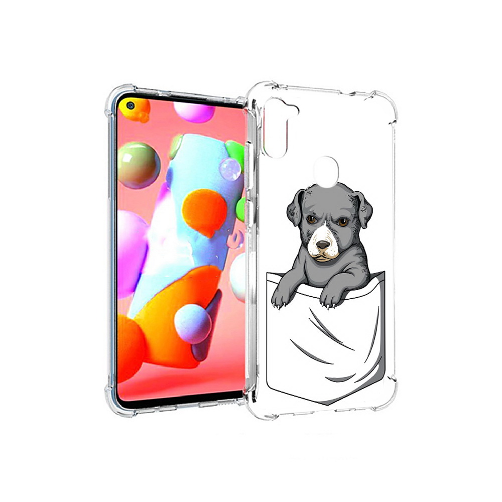 

Чехол MyPads Tocco для Samsung Galaxy A11 собачка в кармане (PT149913.480.611), Прозрачный, Tocco