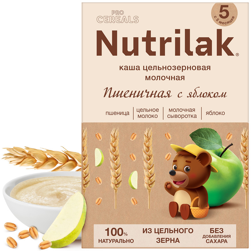 Каша молочная Nutrilak пшеничная яблоко Premium Procereals с 5 месяцев, 200 г