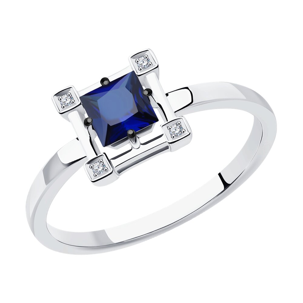 

Кольцо Diamant из белого золота с бриллиантами и сапфиром, 52-210-01717-1
