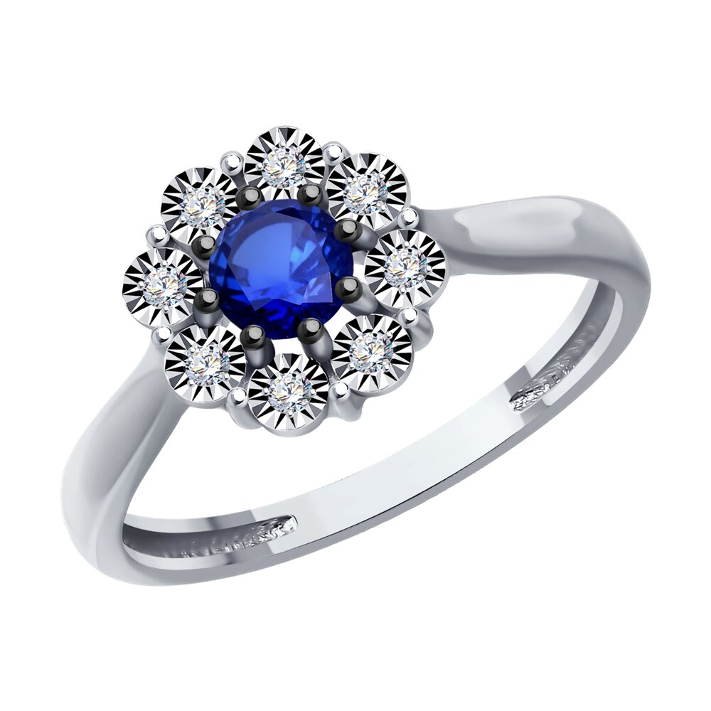 

Кольцо Diamant из белого золота с бриллиантами и сапфиром, 52-210-01817-1