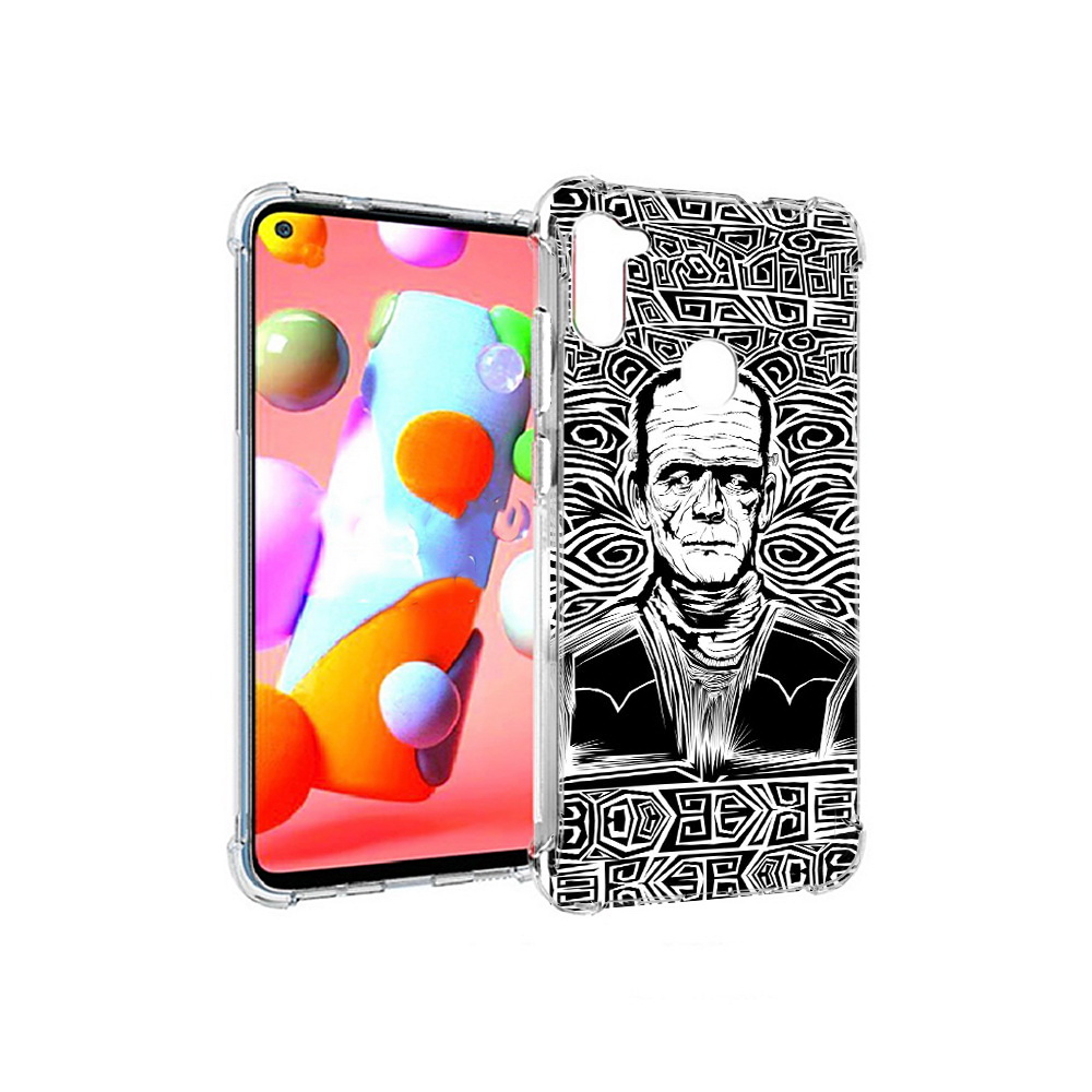 

Чехол MyPads Tocco для Samsung Galaxy A11 франкенштейн черно белый (PT149913.480.661), Прозрачный, Tocco