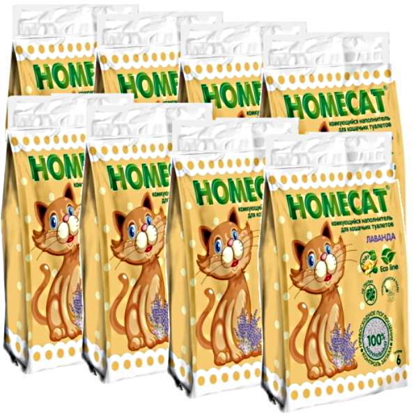 

Комкующийся наполнитель HOMECAT Ecoline лаванда, 8 шт по 6 л