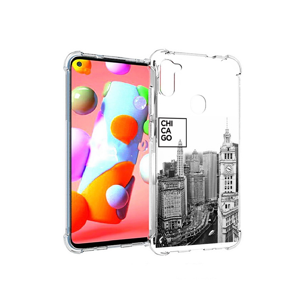 

Чехол MyPads Tocco для Samsung Galaxy A11 черно белый чикаго (PT149913.480.689), Прозрачный, Tocco