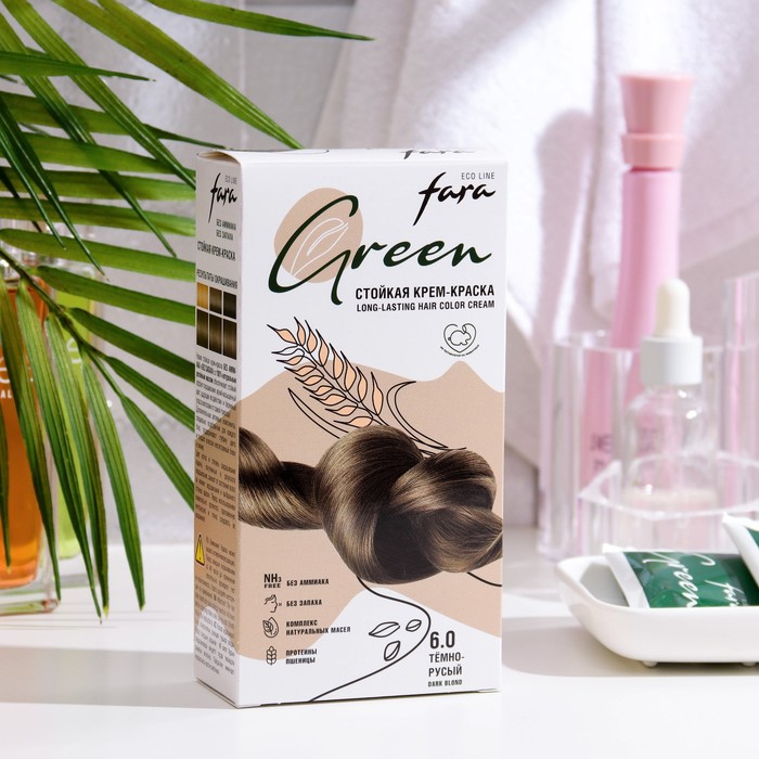 фото Краска для волос fara eco line green 6.0 темно-русый, 125 г nobrand