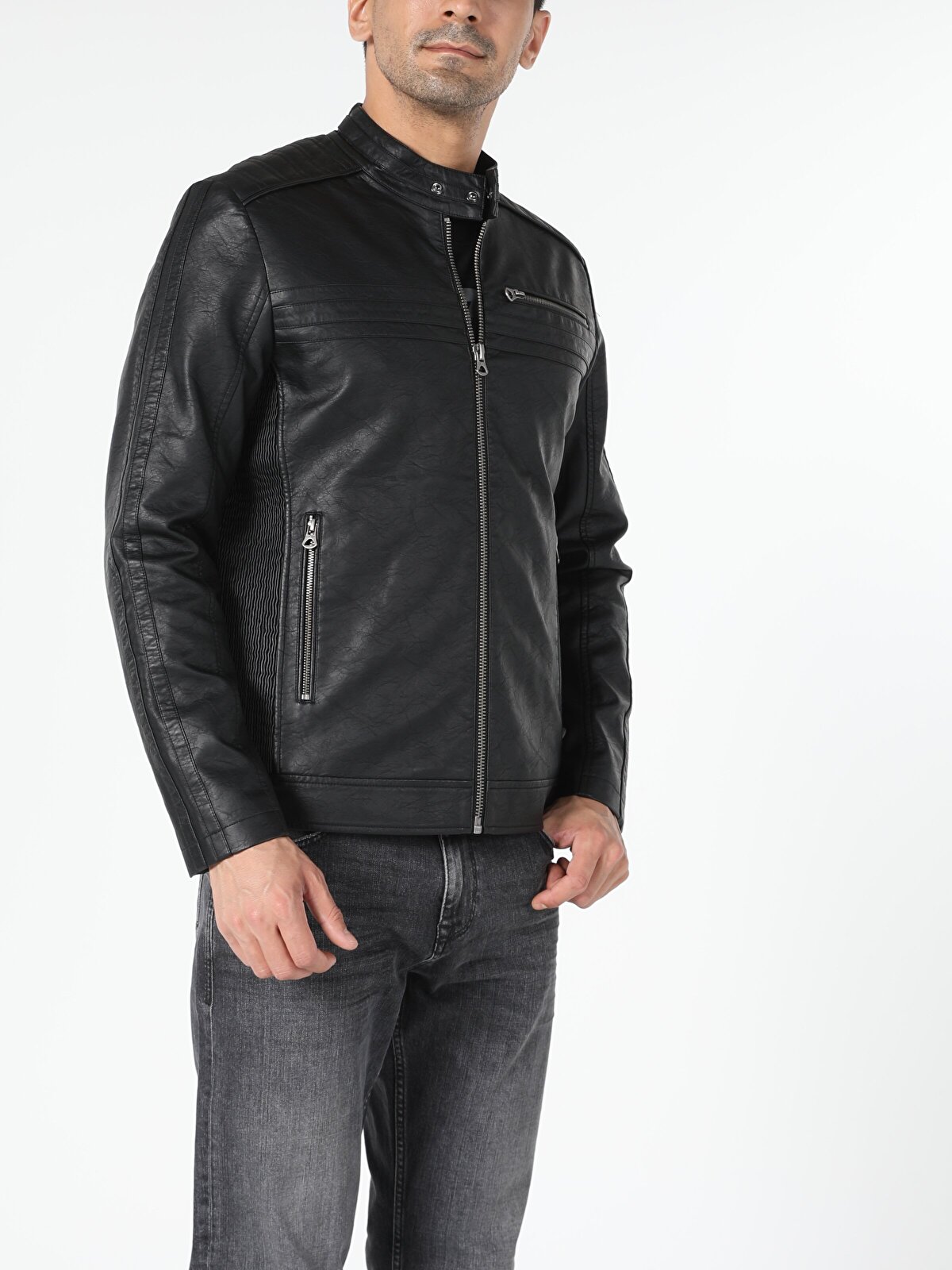 Кожаная куртка мужская Colin's CL1052389_Q1.V1 черная M