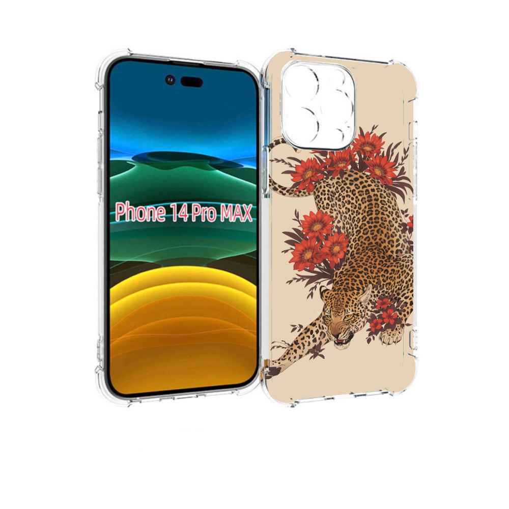 

Чехол MyPads тигр-из-цветов для iPhone 14 Pro Max, Прозрачный, Tocco