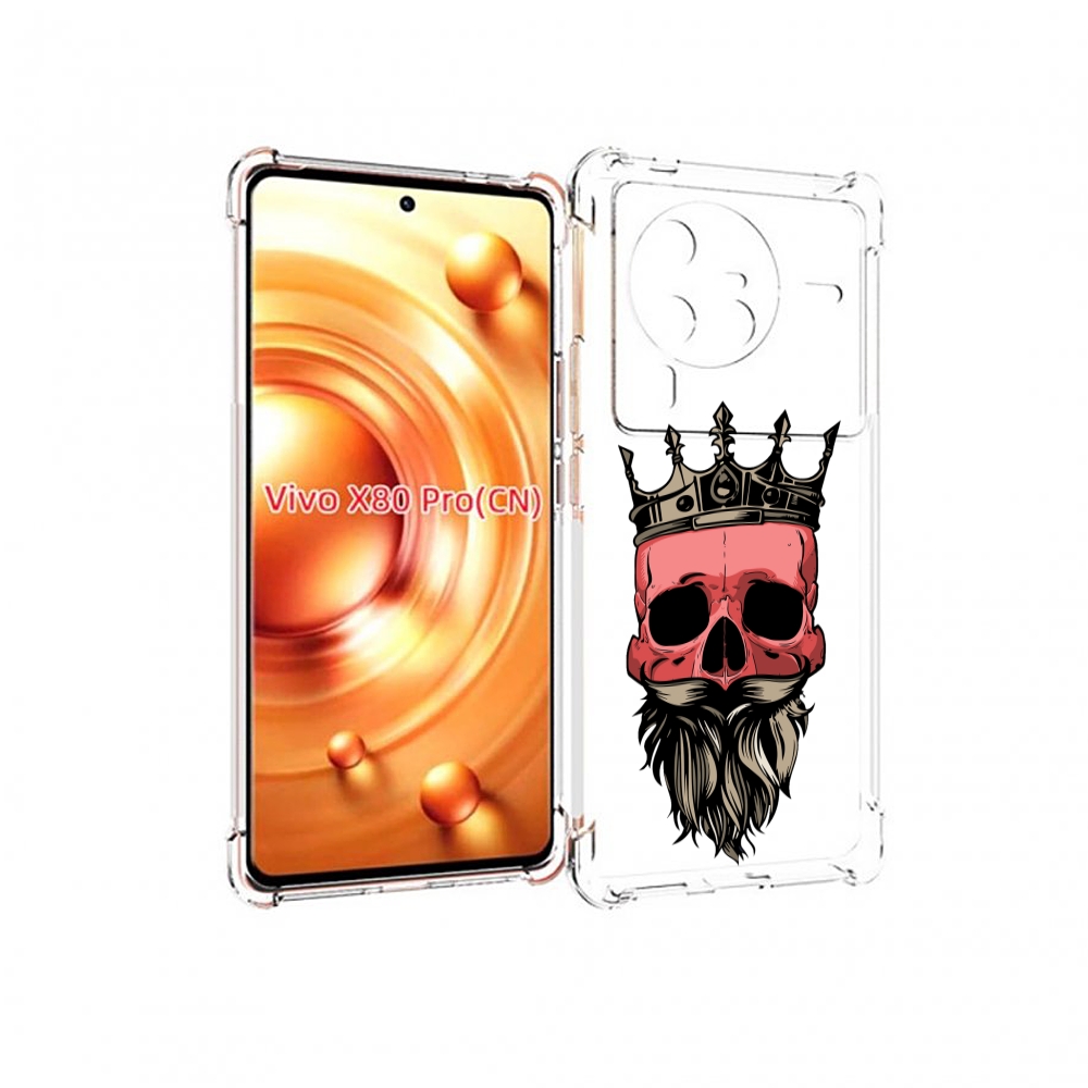 

Чехол MyPads бородатый красный череп мужской для Vivo X80 Pro, Прозрачный, Tocco