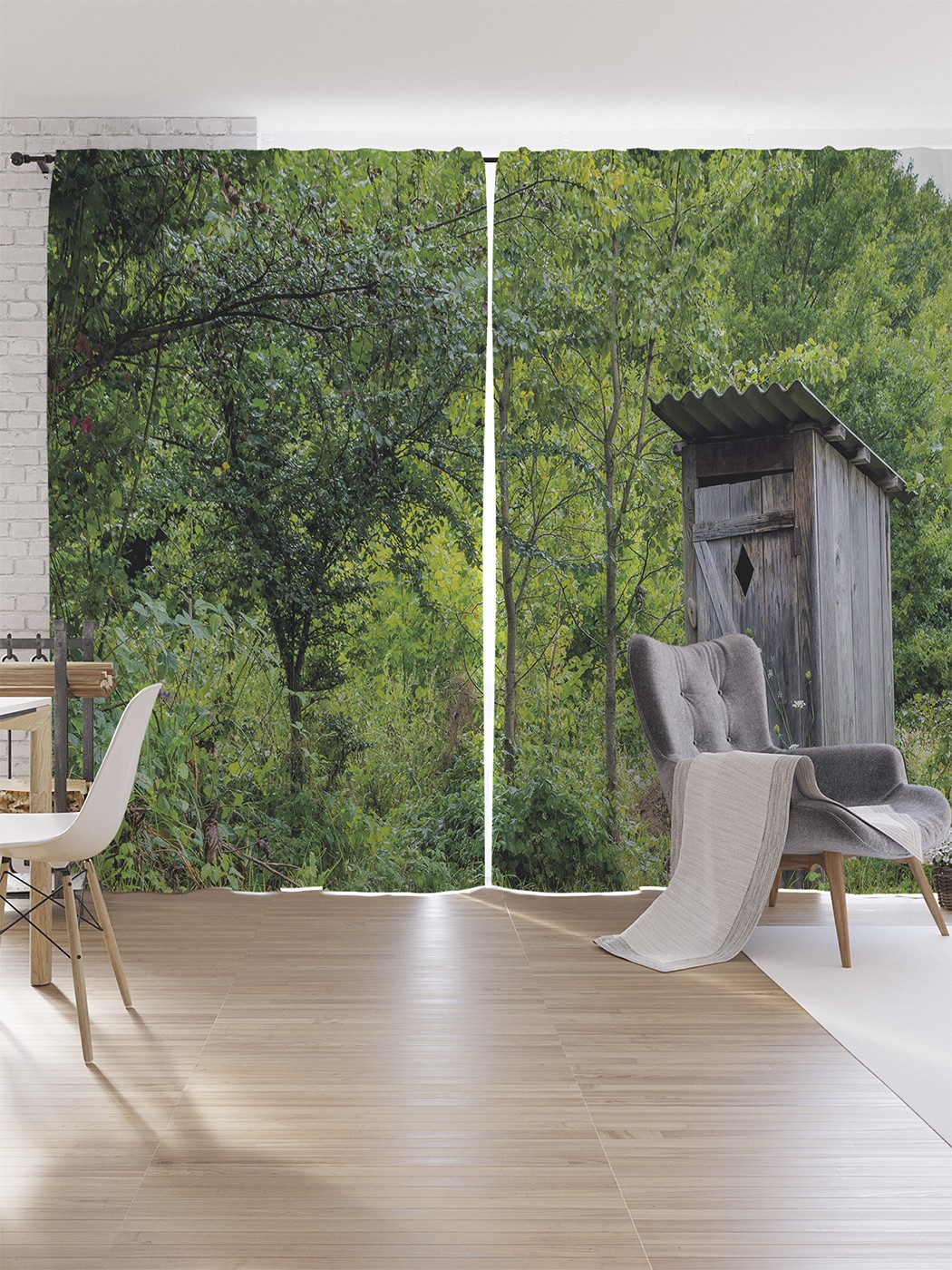 

Шторы под лён JoyArty "Одинокий туалет", серия Oxford DeLux, 340х265 см, Одинокий туалет