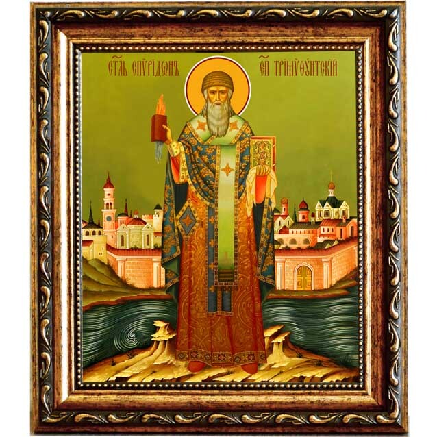 

Чудо с кирпичом Спиридона Тримифунтского. Икона на холсте.