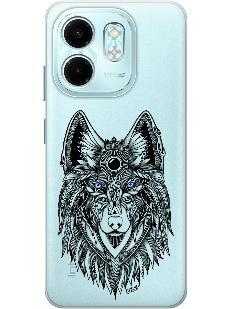 

Силиконовый чехол на Infinix Hot 50i / Smart 9 с принтом "Голубоглазый волк" прозрачный, Прозрачный;голубой;черный, 786719312