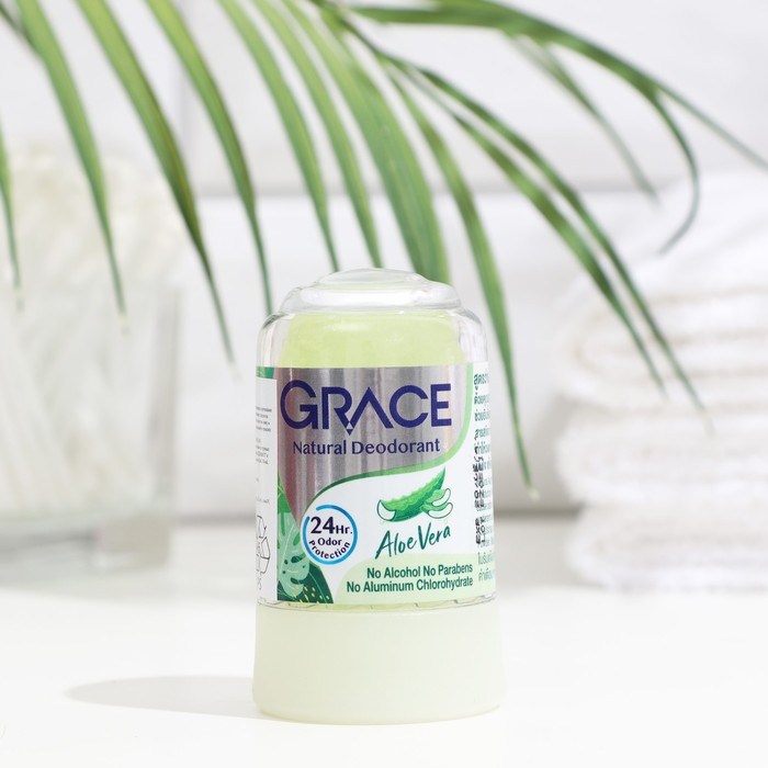 Дезодорант кристаллический Grace Mineral Herbal Deodorant с алое вера, 70 г дезодорант grace mangosteen 70 гр
