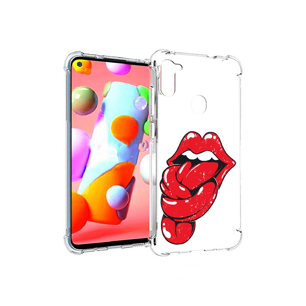 

Чехол MyPads Tocco для Samsung Galaxy A11 яркие губы с языком (PT149913.480.705), Прозрачный, Tocco