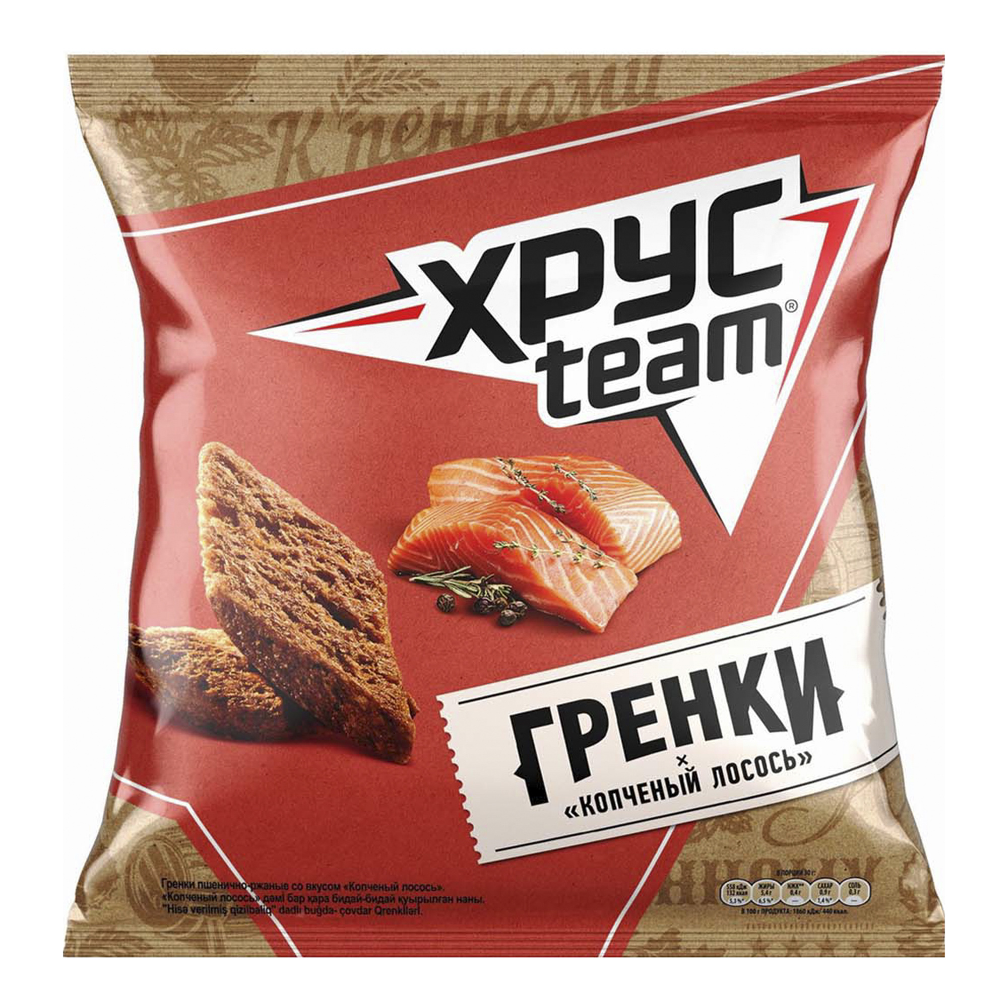 

Гренки пшенично-ржаные Хрусteam Копченый лосось 89 г