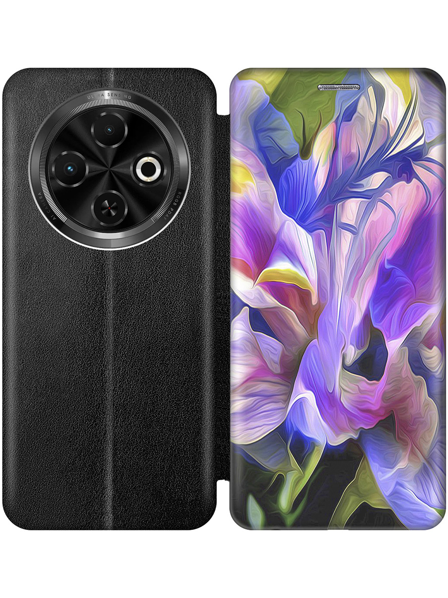 

Чехол-книжка на Tecno Spark 30C с принтом "Цветочная абстракция" черный, Черный;зеленый;синий;фиолетовый, 786716321