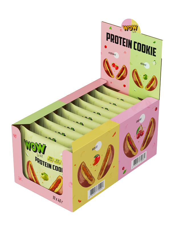 

PrimeKraft WOWbar Protein Cookie, 10 шт, вкус: яблоко, Protein Cookie