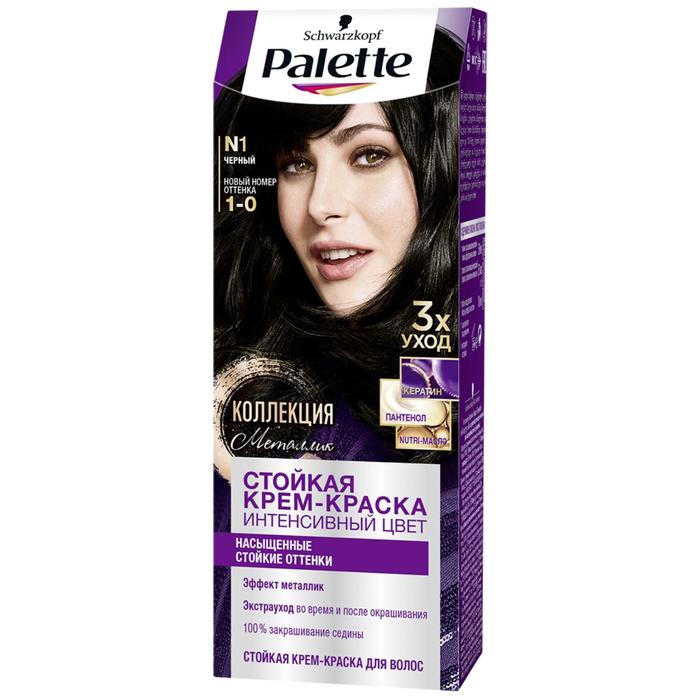 

Крем-краска для волос Palette, тон N1, черный