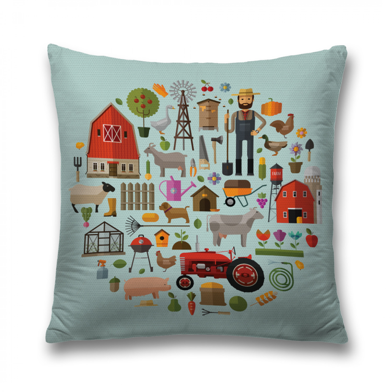 

Наволочка декоративная JoyArty "Жизнь фермера" на молнии, 45x45 см, Голубой, Жизнь фермера