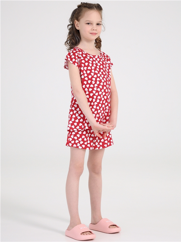 Пижама детская Апрель 2ДЖФШ5637001н, белые сердечки на красном, 122