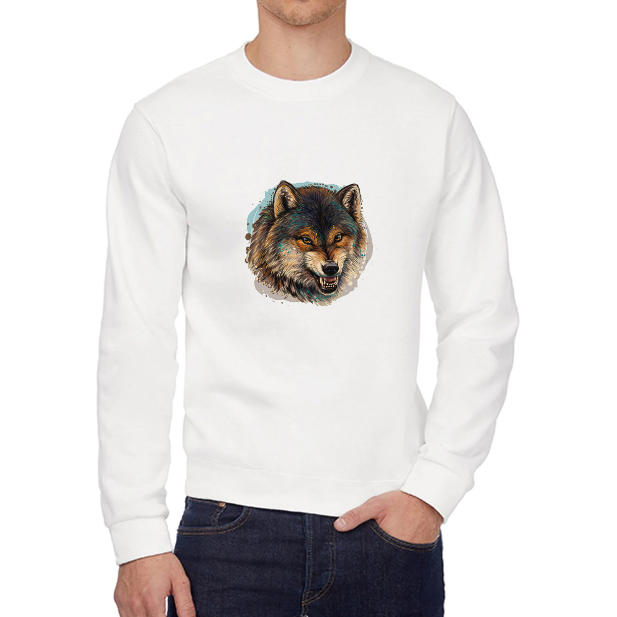 

Свитшот женский CoolPodarok Животные. Злой волк белый 44 RU, W0501592