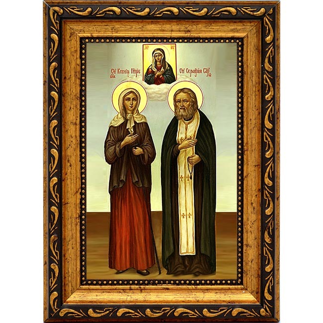 

Ксения Петербургская и Серафим Саровский. Икона на холсте.