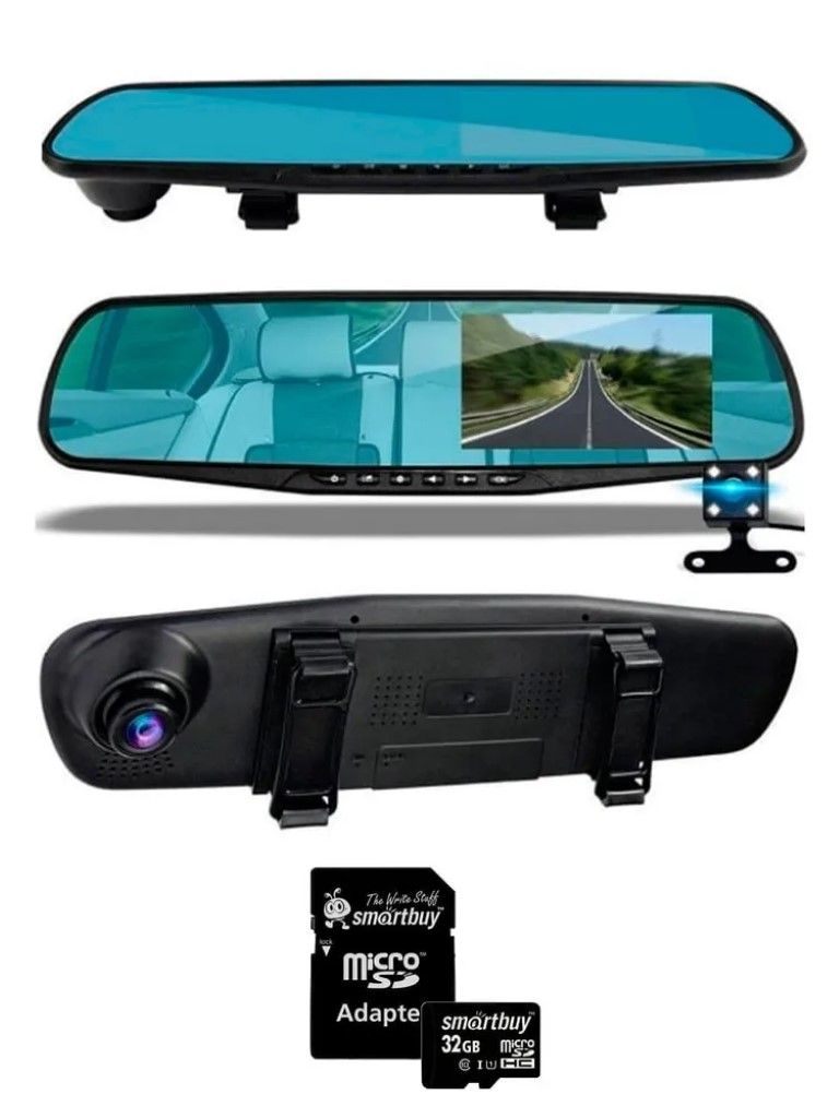 Автомобильный видеорегистратор зеркало с камерой заднего вида Full HD1080 с ЖК экраном 2 к