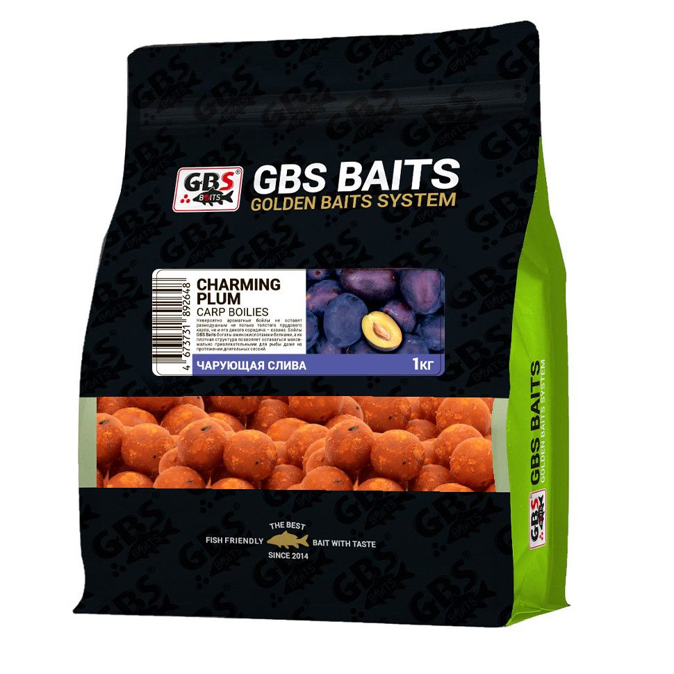 

Бойлы прикормочные GBS BaITS 20 мм 1 кг Чарующая Слива Оранжевый, прикормочные 20 мм