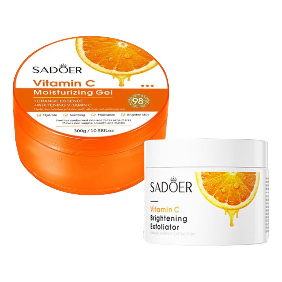 Набор гелей Sadoer для лица и тела с экстрактом апельсина 300г и для лица 140г 2 шт