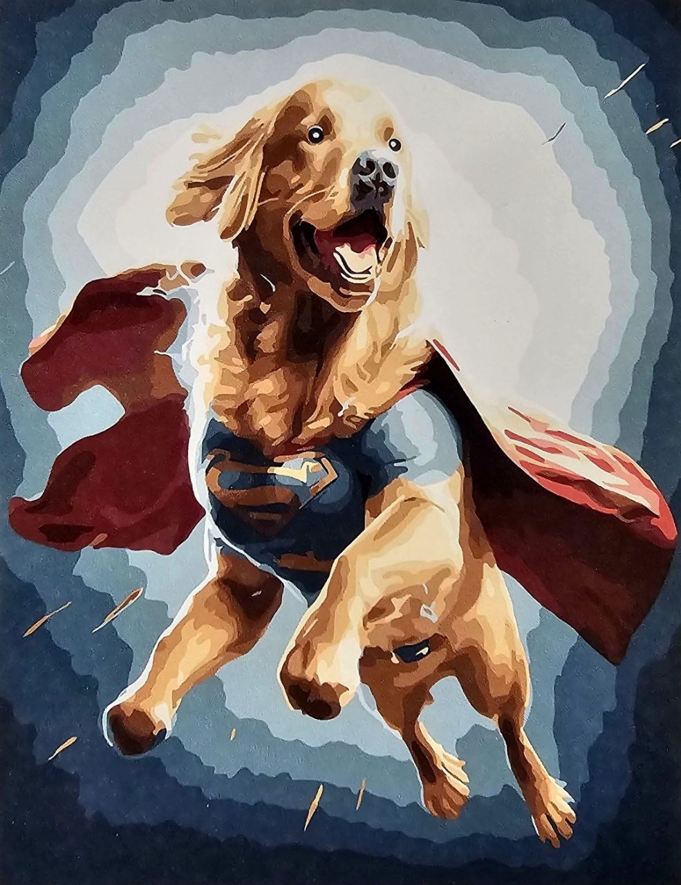 Картина по номерам Paintboy Собака-супермен, холст на подрамнике 40x50 см, OK11451