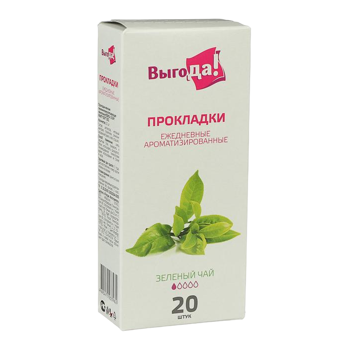 

Прокладки ежедневные «Выгода», зеленый чай, 20 шт., Белый
