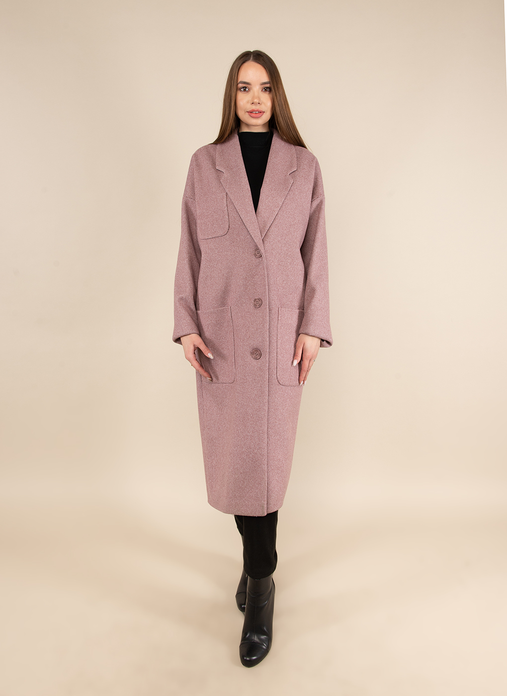 Пальто женское Crosario 52071 розовое 42 RU