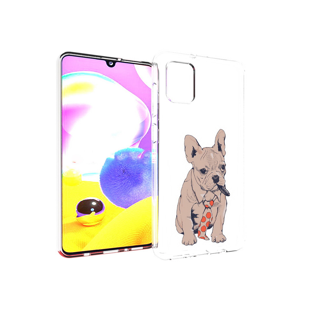 

Чехол MyPads Tocco для Samsung Galaxy A31 бульдог с сигарой (PT146911.482.250), Прозрачный, Tocco