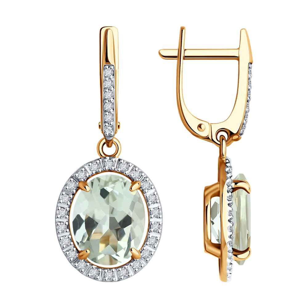 

Серьги из красного золота Diamant 51-321-02442-3, фианит\празиолит, 51-321-02442-3
